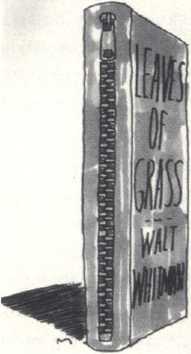 Leaves of Grass with zipper on spine, drawing by Crawford ©1998. Originally in the New Yorker. All rights reserved.