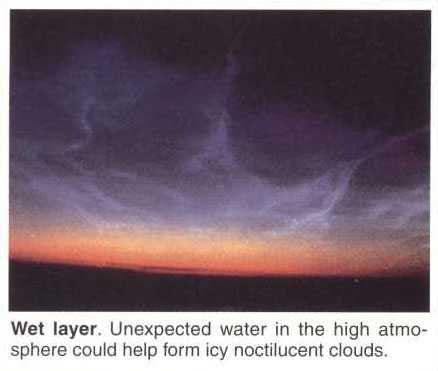 Wet layer. Unexpected water in the high atmosphere could help form icy noctilucent clouds