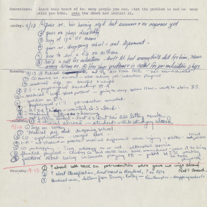 2 log sheets, Center for Draft Information and Counseling, 1971